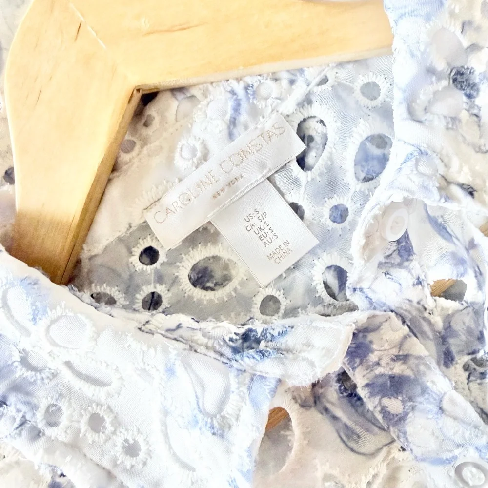 Caroline Constas Floral Lace Eyelet Blouse - Picture 6 of 7